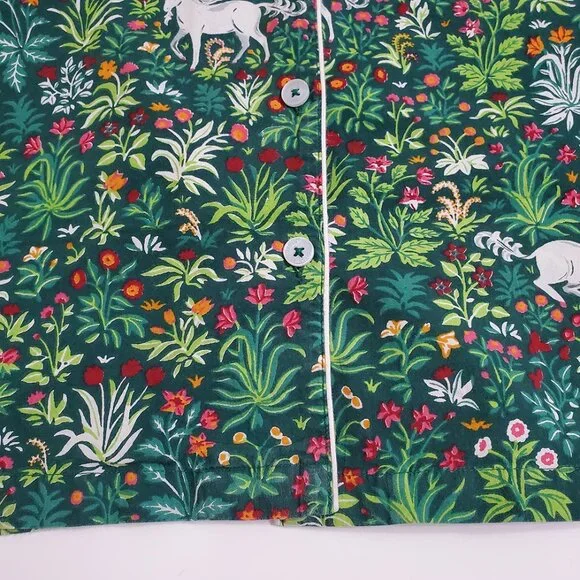 PrintFresh Pajama Top M Unicorn's Garden Juniper Organic Cotton Short Sleeve - Picture 8 of 13